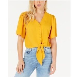 Size Small Gypsies Moondust Tie-Front Gold Blouse